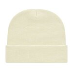 Embroidered In Stock Knit Cap With Cuff - Ivory