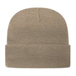 Embroidered In Stock Knit Cap With Cuff - Khaki