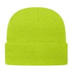 Embroidered In Stock Knit Cap With Cuff - Lime Shock