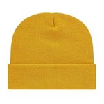 Embroidered In Stock Knit Cap With Cuff - Mustard