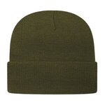 Embroidered In Stock Knit Cap With Cuff - Olive