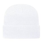 Embroidered In Stock Knit Cap With Cuff - White