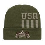 In Stock Patriotic Knit Cap with Cuff - Olive/khaki