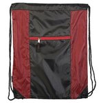 Porter Collection 210D Polyester/Mesh Pattern Drawstring Bag - Red