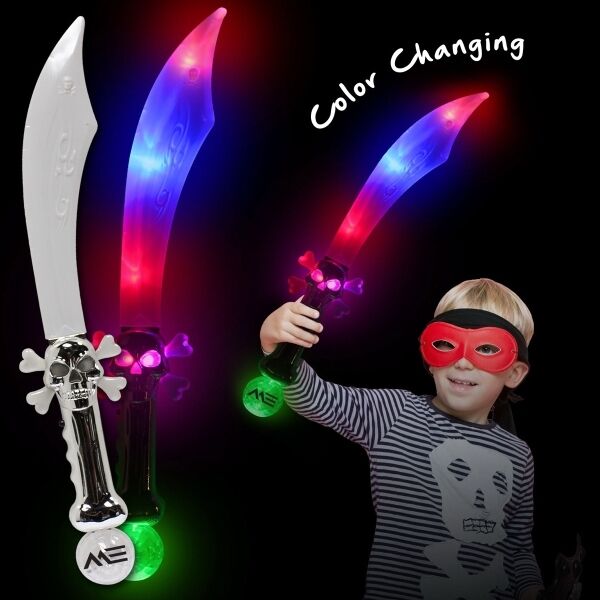 Main Product Image for Custom Printed Pirate Sword with Flashing Color LED Lights 23" 