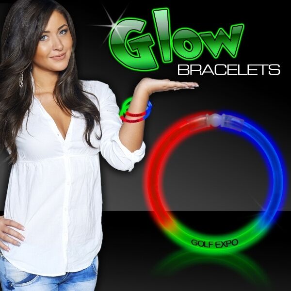 Main Product Image for Custom Printed Superior Light Up Glow Bracelet 8" Triple Color