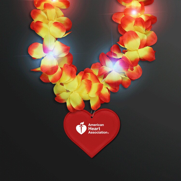 Main Product Image for Custom Printed Light Up Hawaiian Leis with Heart Medallion