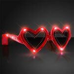 Flashing Heart Shaped Red Light Up Sunglasses - Red