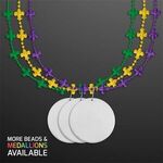 Fleur de Lis Beads for Mardi Gras with White Medallion -  