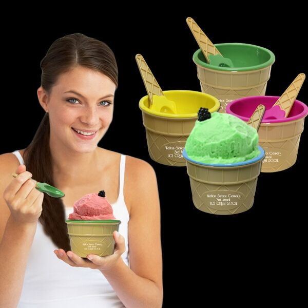 Main Product Image for Custom Printed Ice Cream Bowl and Spoon Set