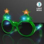 Light Up Christmas Tree Sunglasses - Green