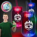 Buy Custom Printed Multi Color LED Mason Jar with Straw  20oz