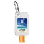 1 Oz. Hand Sanitizer With Carabiner - Clear with Orange
