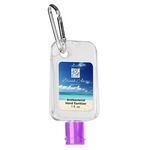 1 Oz. Hand Sanitizer With Carabiner - Clear with Purple