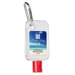 1 Oz. Hand Sanitizer With Carabiner - Clear with Red