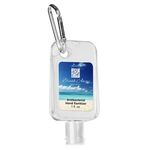 1 Oz. Hand Sanitizer With Carabiner - Clear With Silver