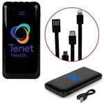 10,000mAh Power Bank with Built-In Charge Cables - Black