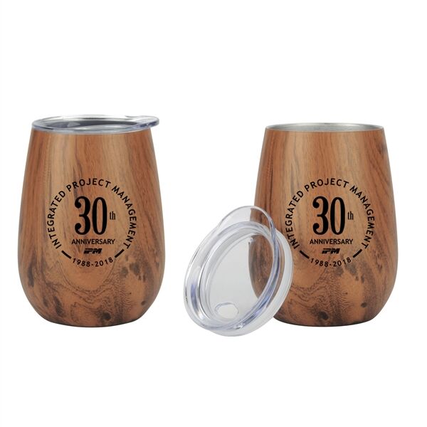 Main Product Image for 10 oz. Stainless Steel Lined Vacuum Wood Toned Wine Tumbler