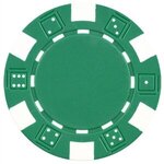 100 Foil Stamped poker chips in wooden Mahogany case - Green