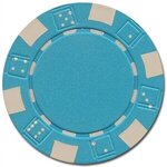100 Foil Stamped poker chips in wooden Mahogany case - Light Blue