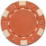 100 Foil Stamped poker chips in wooden Mahogany case - Orange