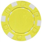 100 Foil Stamped poker chips in wooden Mahogany case - Yellow