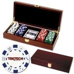 100 poker chips & Mahogany wood case set -  