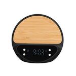 10W Bamboo Wireless Charger With Digital Clock - Black