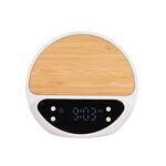 10W Bamboo Wireless Charger With Digital Clock -  