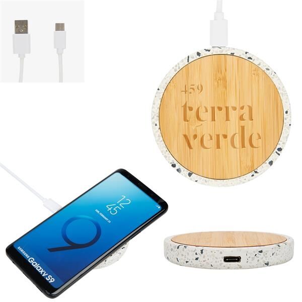 Main Product Image for Custom Printed Speckle & Bamboo Wireless Charger 10W 