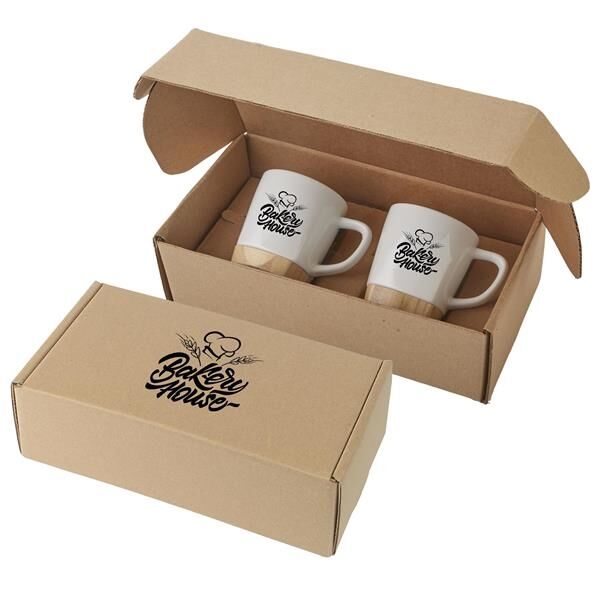 Main Product Image for Imprinted 11 oz Ceramic Mugs with Removable Bamboo Coaster Gift 