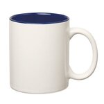 11 Oz Colored Stoneware Mug With C-Handle - White with Cobalt Blue