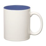 11 Oz Colored Stoneware Mug With C-Handle - White with Ocean Blue