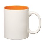 11 Oz Colored Stoneware Mug With C-Handle - White With Orange