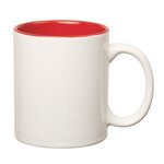 11 Oz Colored Stoneware Mug With C-Handle - White with Red