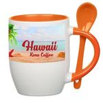 11 Oz. Full Color Stoneware Spooner Mug - White With Orange
