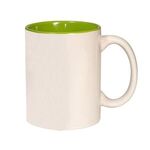 11 oz. Two Tone C-Handle Mug - White-green-lime