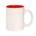 11 oz. Two Tone C-Handle Mug - White-red