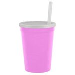12 Oz Stadium Cup With Lid & Straw - Awareness Pink