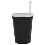 12 oz Stadium Cup with Lid & Straw - Black