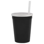 12 Oz Stadium Cup With Lid & Straw - Black