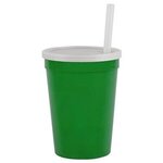 12 oz Stadium Cup with Lid & Straw - Green