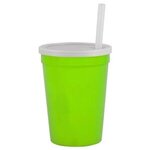 12 oz Stadium Cup with Lid & Straw - Lime Green