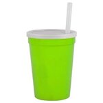 12 Oz Stadium Cup With Lid & Straw - Lime Green