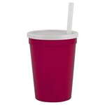 12 Oz Stadium Cup With Lid & Straw - Maroon