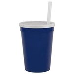 12 oz Stadium Cup with Lid & Straw - Navy Blue