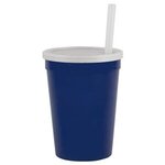 12 Oz Stadium Cup With Lid & Straw - Navy Blue