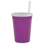12 oz Stadium Cup with Lid & Straw - Violet