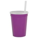 12 Oz Stadium Cup With Lid & Straw - Violet