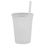 12 oz Stadium Cup with Lid & Straw - White